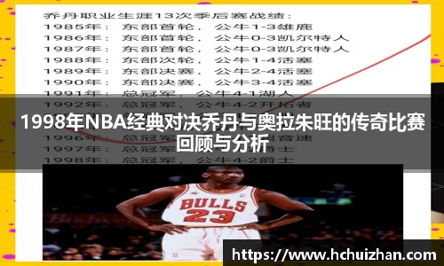 1998年NBA经典对决乔丹与奥拉朱旺的传奇比赛回顾与分析